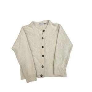 Vintage Honors Ivory Fuzzy  Silk Angora Nylon Button Sweater Small
